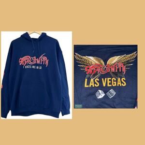 Aerosmith Deuces Are Wild Las Vegas Navy Graphic Pullover Hoodie Vintage‎ Rock